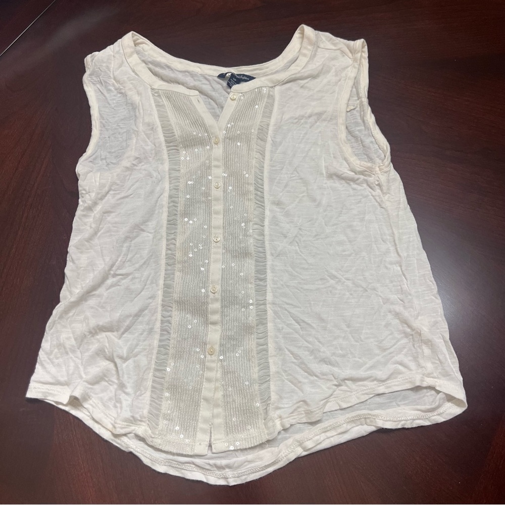 VINTAGE American Eagle Outfitters Cream Sleeveless Blouse